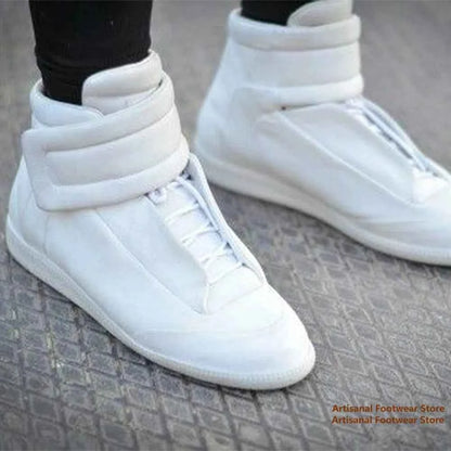 Men's Designer High-Top Leather Sneakers - Premium Ankle Boots