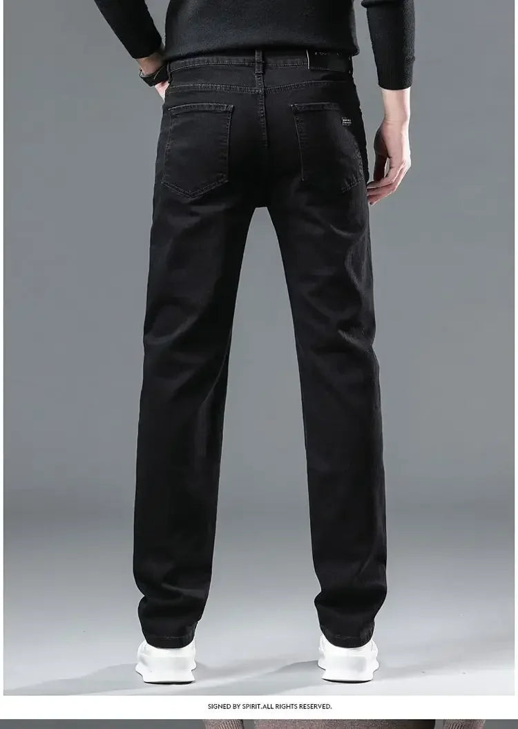 Men's Slim Fit Dress Jeans - Smart Casual Black Denim - SlayGood