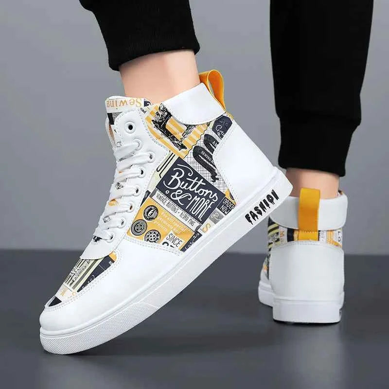 Men's High-Top Hemp Sneakers - Breathable Casual Shoes