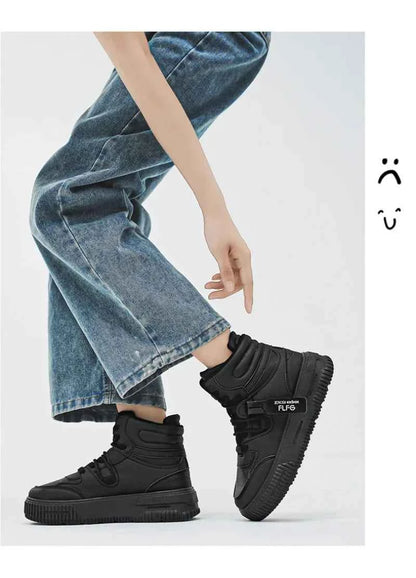 PDMCMS Men's High-Top Sneakers Waterproof Skateboard Casual Shoes