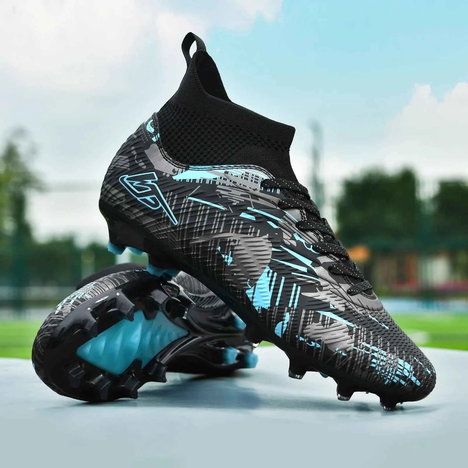 Men's Soccer Shoes TF/FG Football Boots Long Spikes Turf Cleats