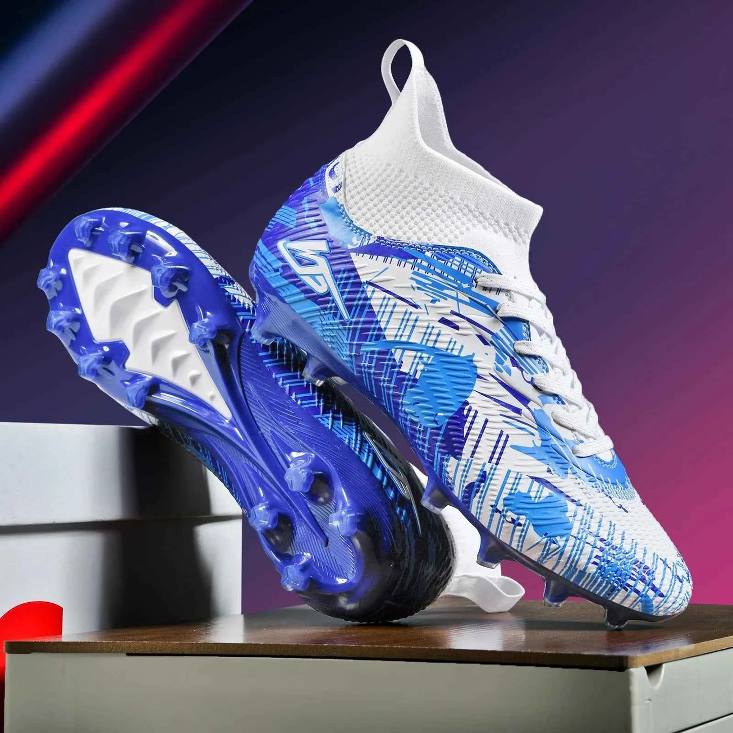 Men's Soccer Shoes TF/FG Football Boots Long Spikes Turf Cleats