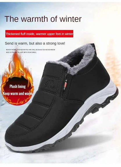 Women's Winter Ankle Boots - Warm Plush Lined Slip-On Shoes