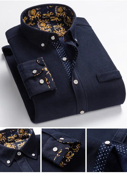 Men's Thick Casual Print Shirt - Long Sleeve Streetwear - SlayGood
