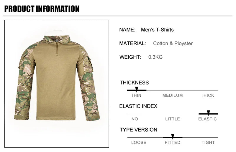 Men's Tactical Long Sleeve Shirt - Military Outdoor Tee - SlayGood