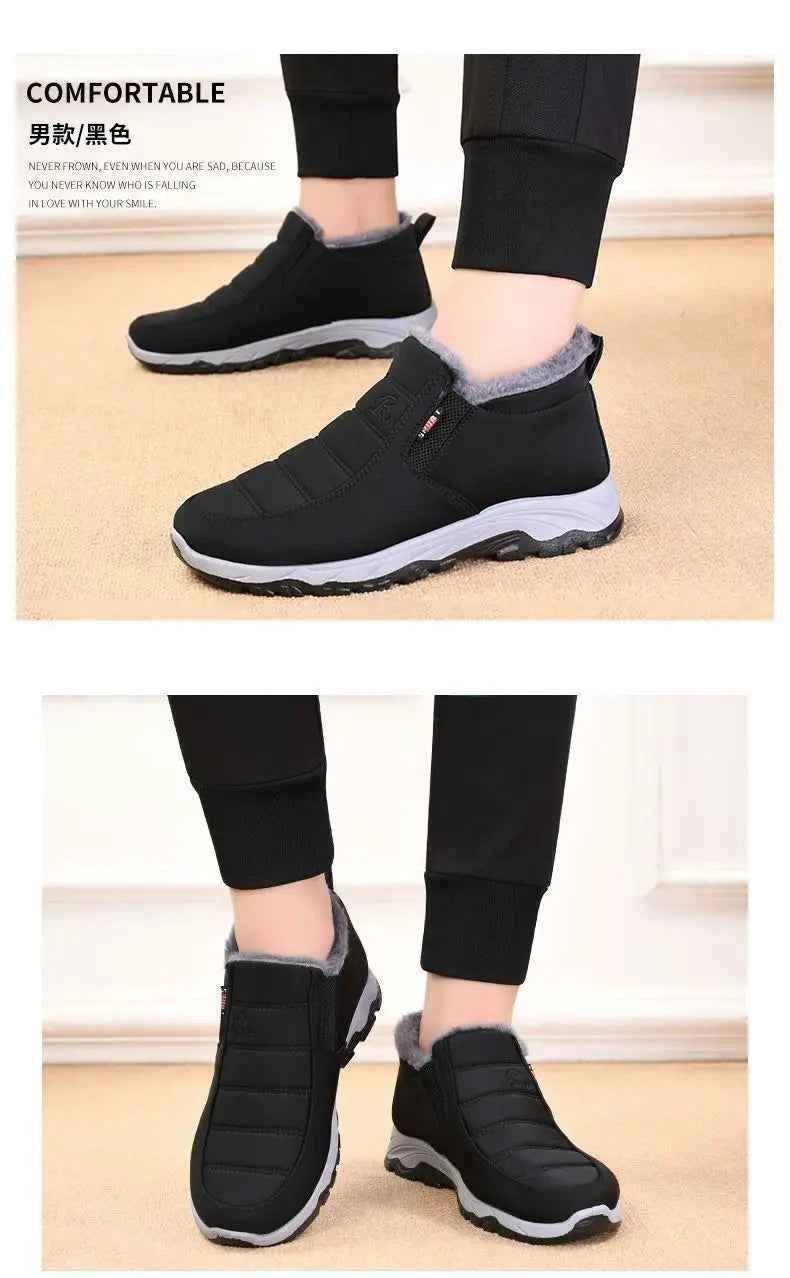 Women's Winter Ankle Boots - Warm Plush Lined Slip-On Shoes