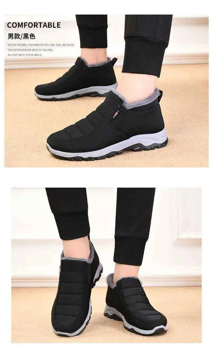 Women's Winter Ankle Boots - Warm Plush Lined Slip-On Shoes