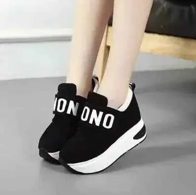 Women's Platform Wedge Sneakers - High Heel Casual Shoes