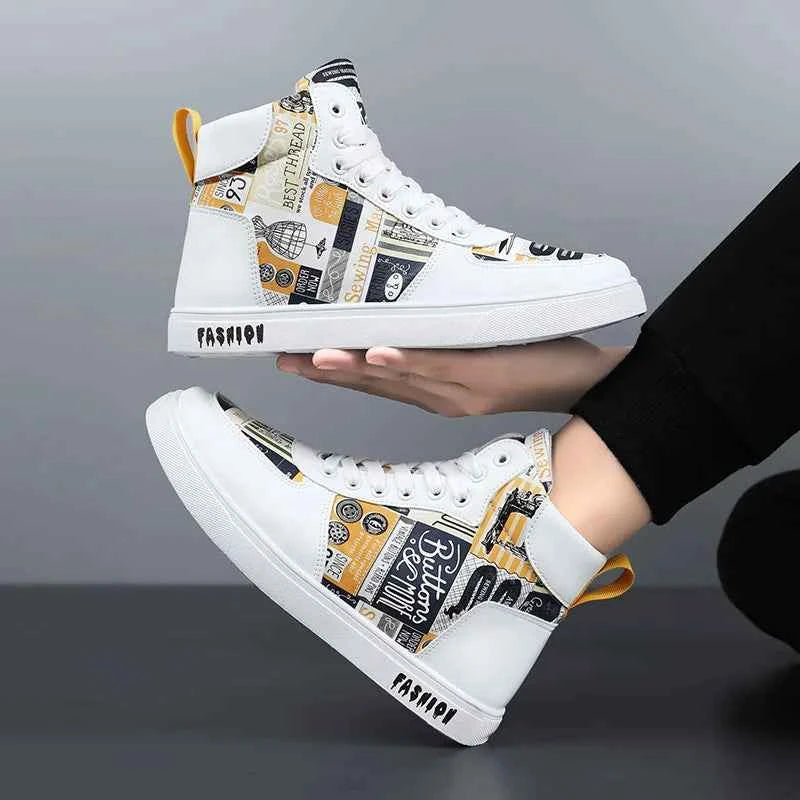 Men's High-Top Hemp Sneakers - Breathable Casual Shoes