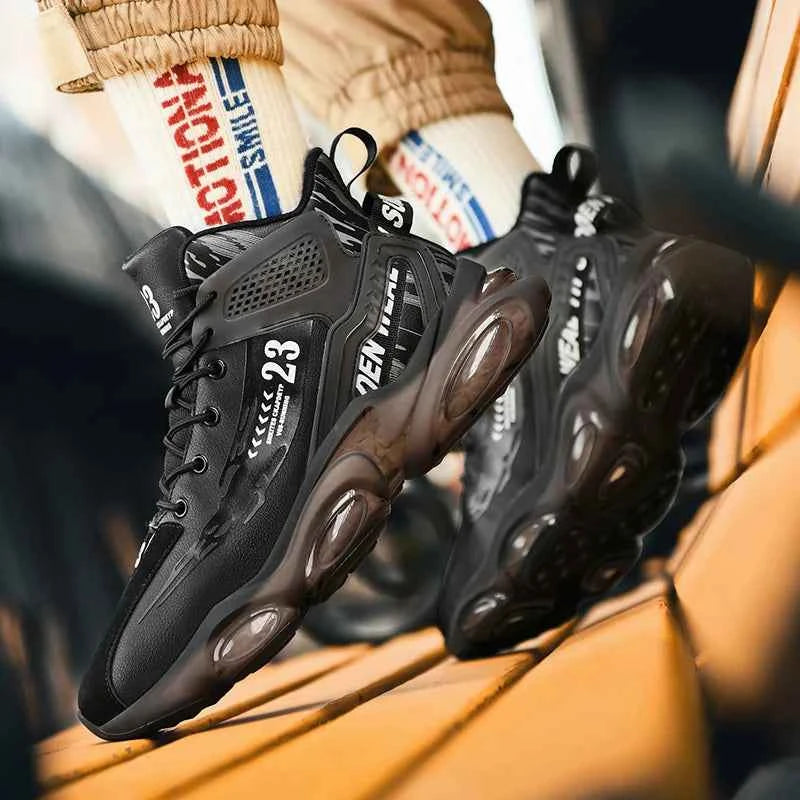 DZAG Men's High-Top Basketball Sneakers Shock Absorbing Casual Shoes