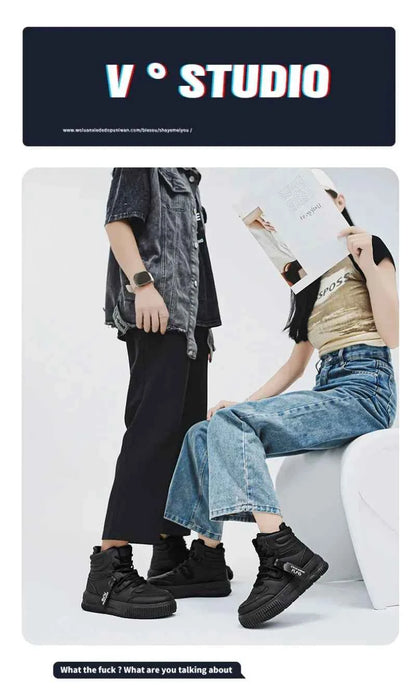 PDMCMS Men's High-Top Sneakers Waterproof Skateboard Casual Shoes