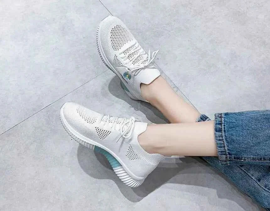 Okkdey Women's Casual Sneakers Comfortable Stretch Fabric Tennis Shoes