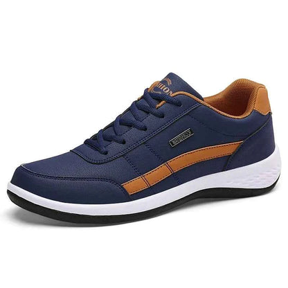 Men's Waterproof Leather Sneakers - Casual Lace-Up Shoes