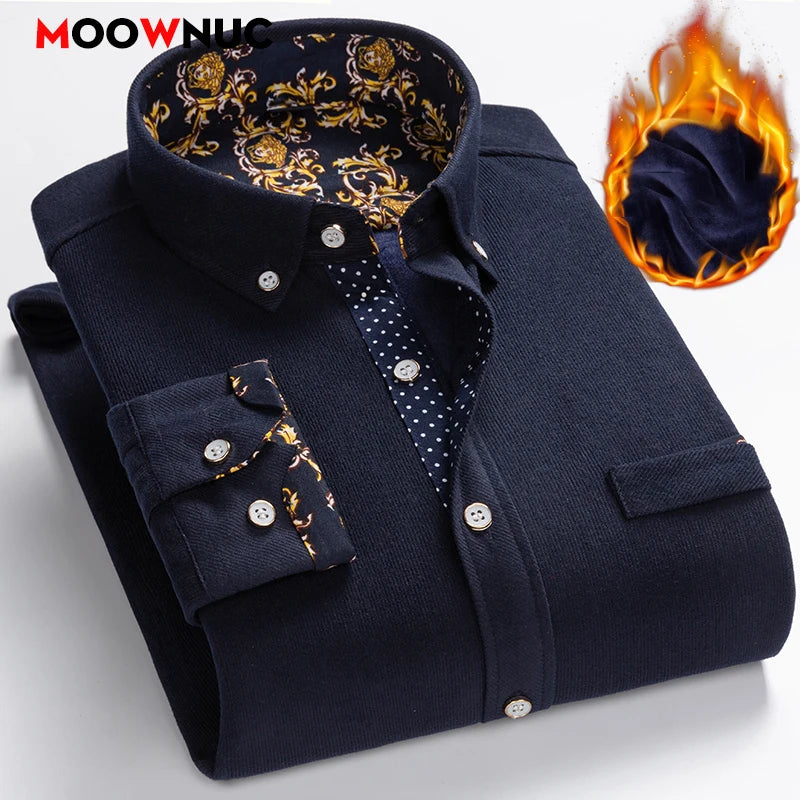 Men's Thick Casual Print Shirt - Long Sleeve Streetwear - SlayGood
