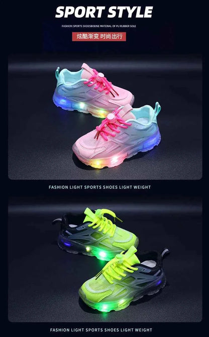 Kids Light Up Sneakers - Breathable Anti-Slip Sports Shoes