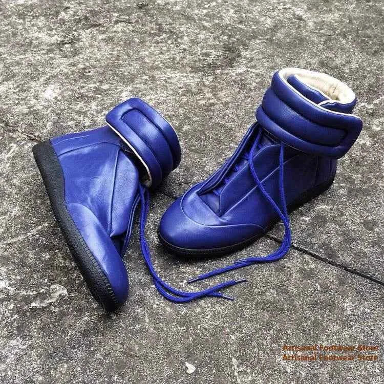 Men's Designer High-Top Leather Sneakers - Premium Ankle Boots