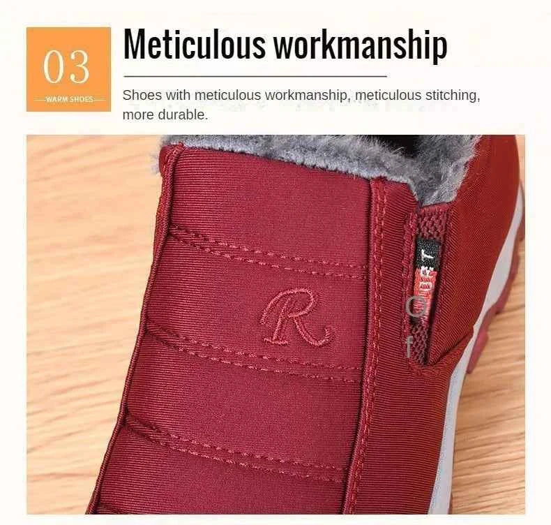 Women's Winter Ankle Boots - Warm Plush Lined Slip-On Shoes