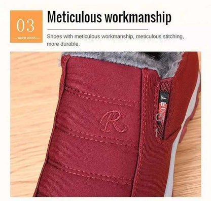 Women's Winter Ankle Boots - Warm Plush Lined Slip-On Shoes