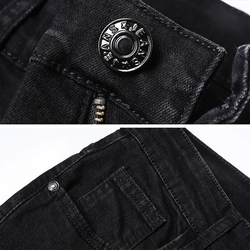 Men's Slim Fit Dress Jeans - Smart Casual Black Denim - SlayGood