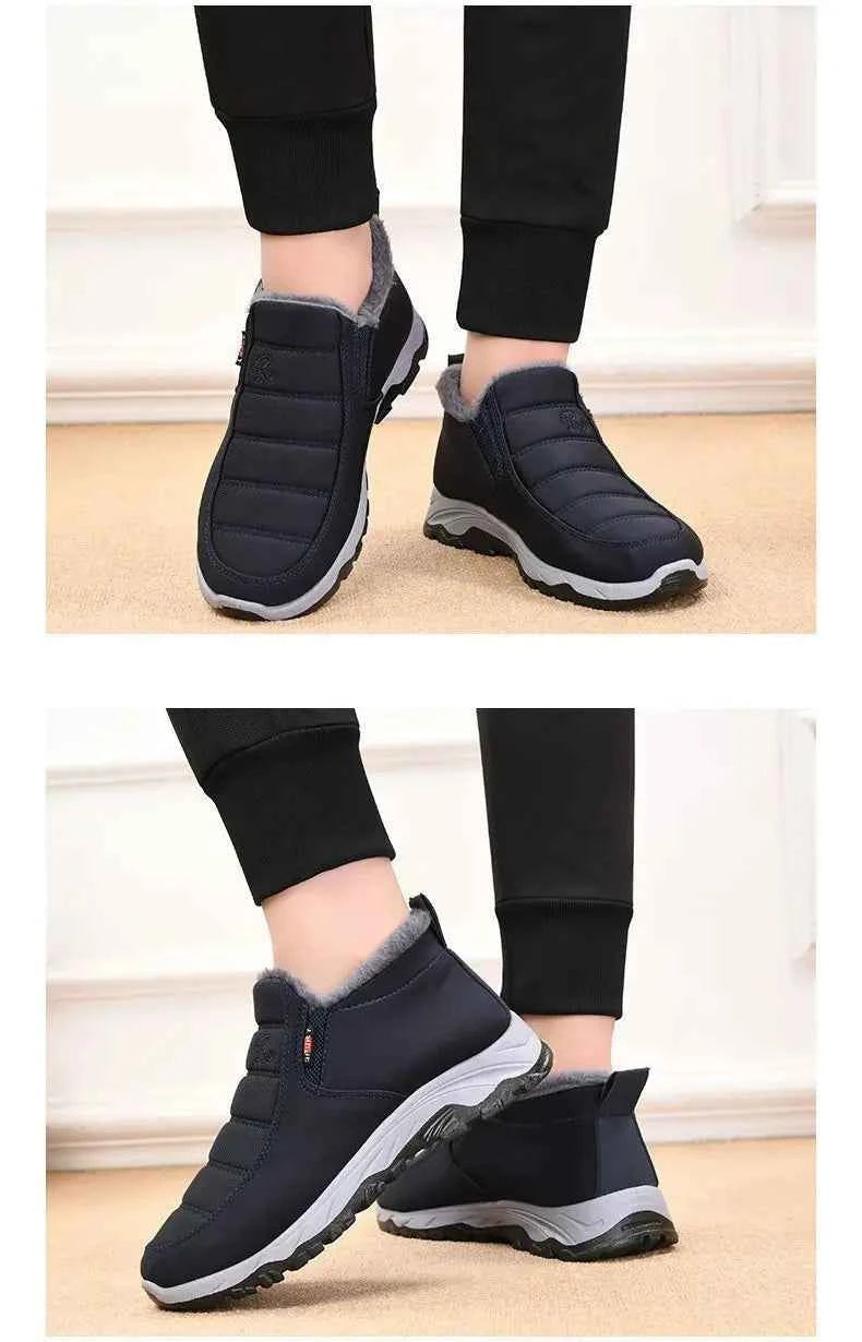 Women's Winter Ankle Boots - Warm Plush Lined Slip-On Shoes