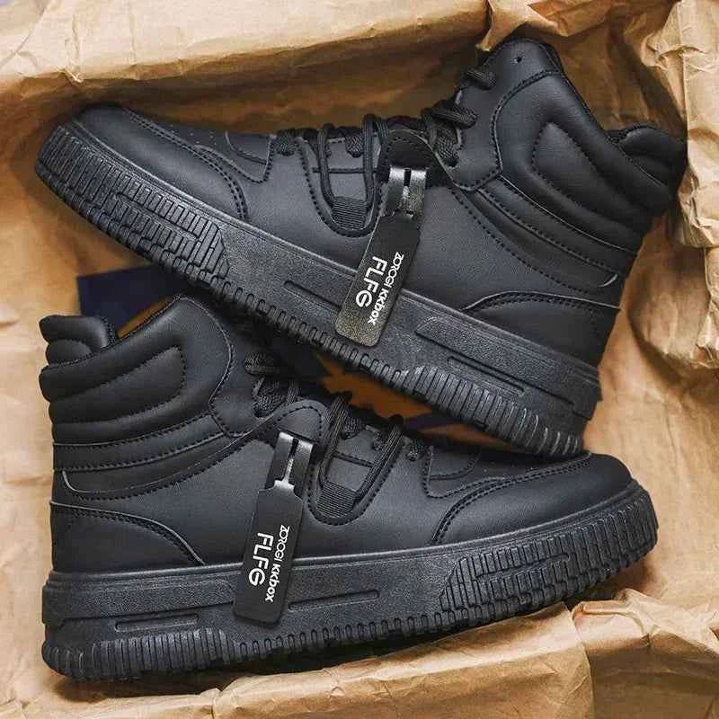 PDMCMS Men's High-Top Sneakers Waterproof Skateboard Casual Shoes