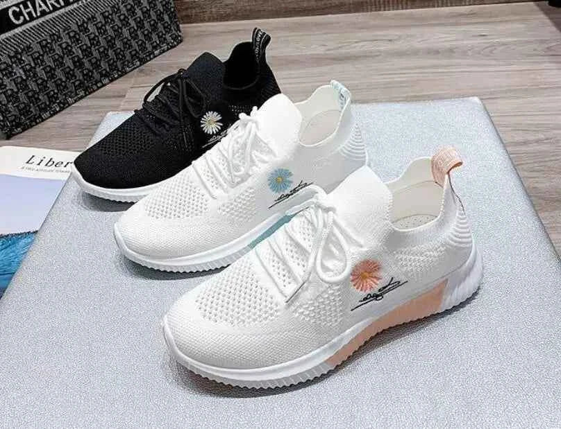 Okkdey Women's Casual Sneakers Comfortable Stretch Fabric Tennis Shoes