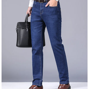 Men's Stretch Straight Jeans - Slim Fit Business Denim - SlayGood