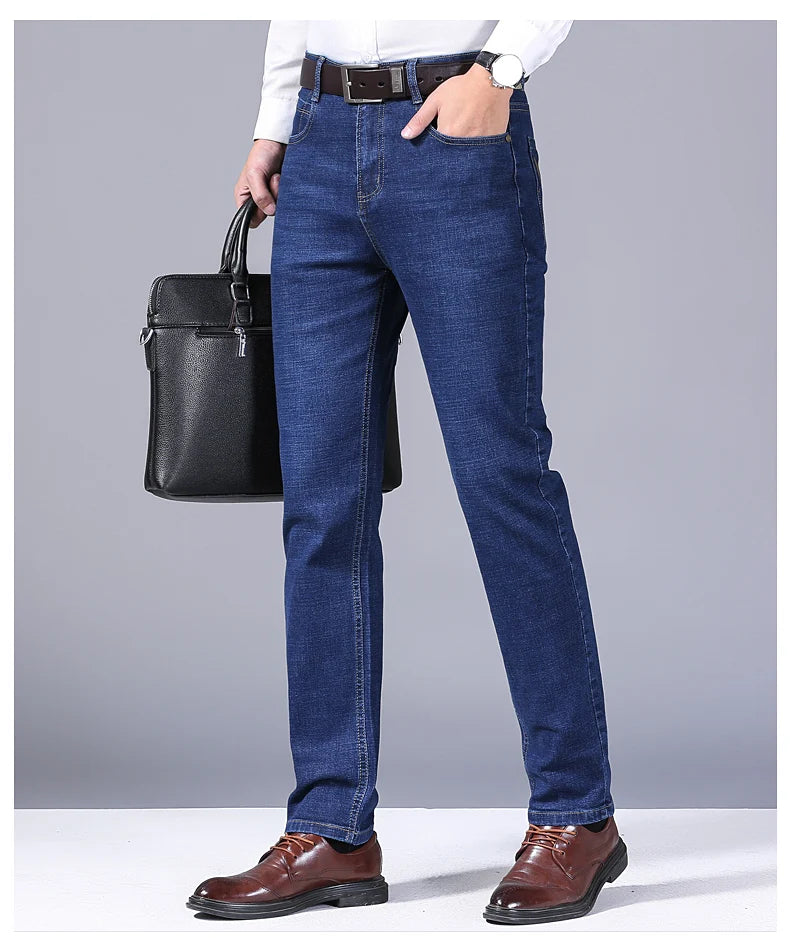 Men's Stretch Straight Jeans - Slim Fit Business Denim - SlayGood