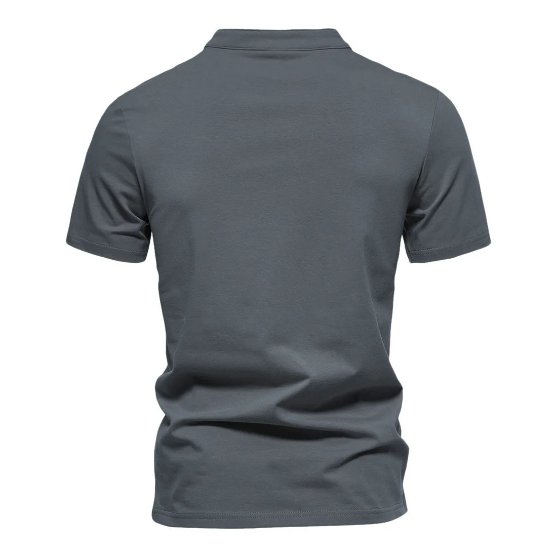 Men's Cotton Henley T-Shirt - Stand Collar Casual Tee - SlayGood