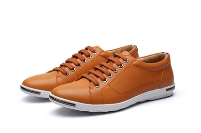 Men's Casual Leather Sneakers - Breathable Walking Shoes