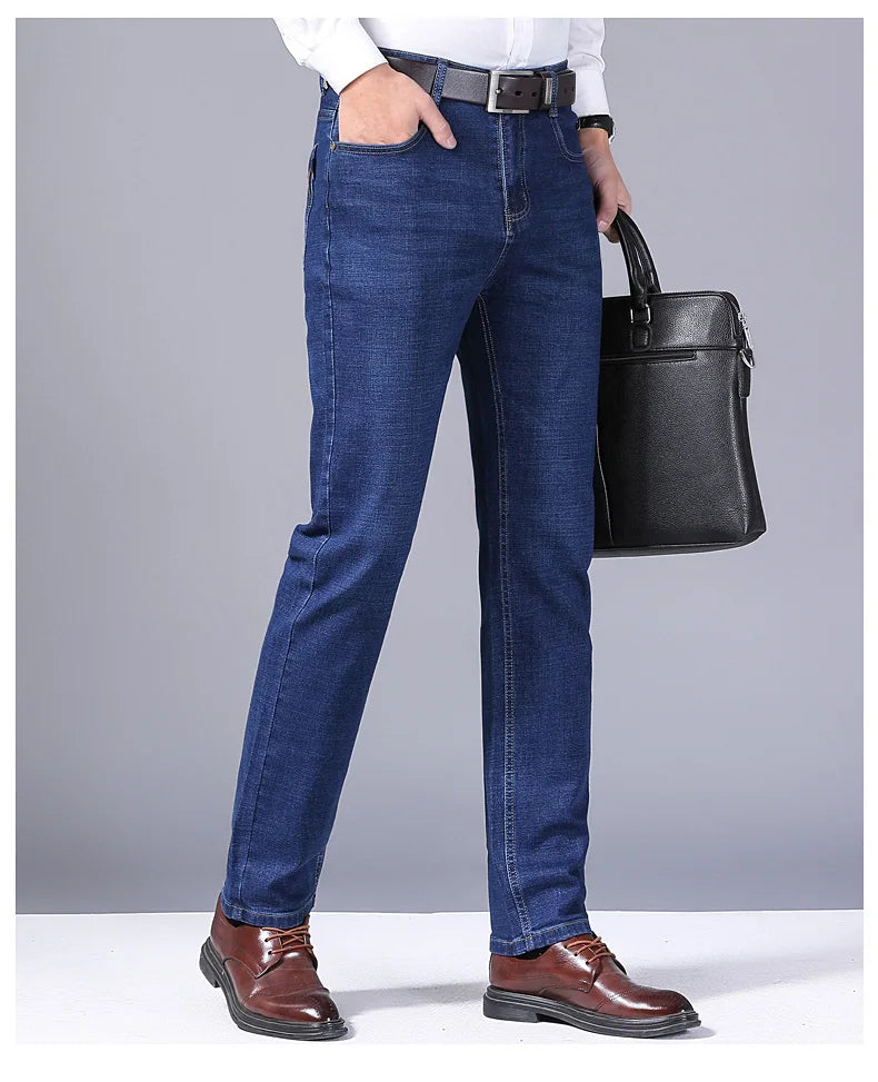 Men's Stretch Straight Jeans - Slim Fit Business Denim - SlayGood
