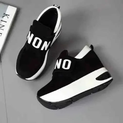 Women's Platform Wedge Sneakers - High Heel Casual Shoes