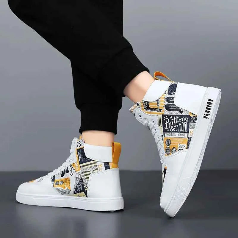Men's High-Top Hemp Sneakers - Breathable Casual Shoes
