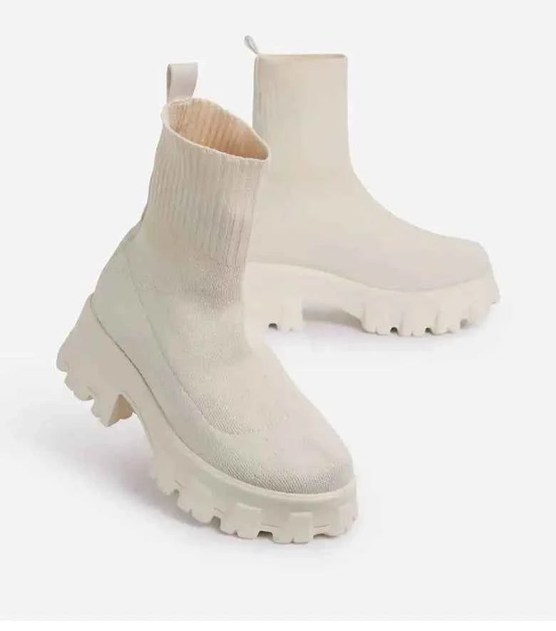 Women's Platform Slip-On Sneakers - Casual Heeled Shoes