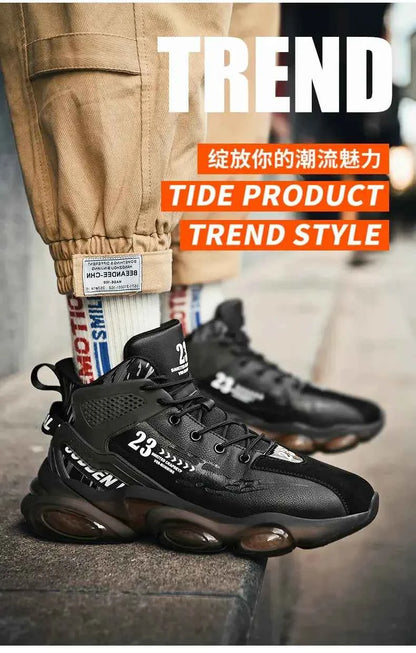 DZAG Men's High-Top Basketball Sneakers Shock Absorbing Casual Shoes