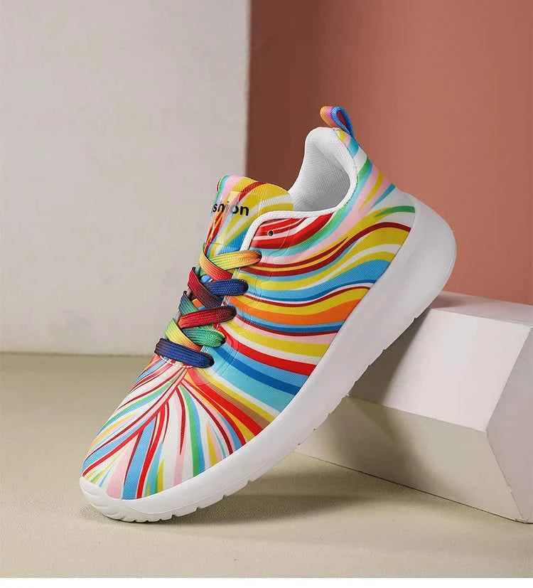 KUIDFAR Women's Colorful Sneakers Breathable Mesh Sports Shoes