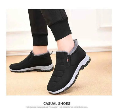 Women's Winter Ankle Boots - Warm Plush Lined Slip-On Shoes