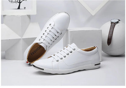 Men's Casual Leather Sneakers - Breathable Walking Shoes