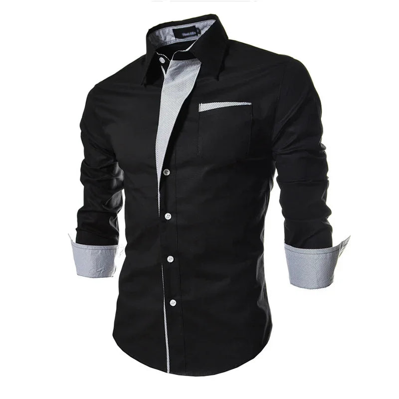 Men's Slim Fit Business Shirt - Solid Long Sleeve Formal - SlayGood