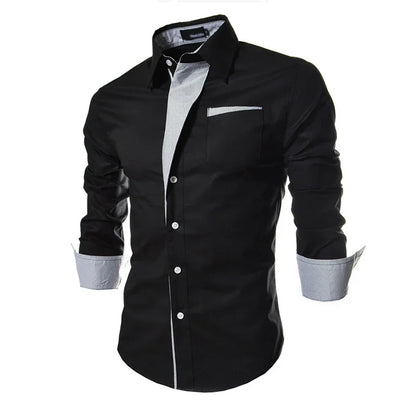 Men's Slim Fit Business Shirt - Solid Long Sleeve Formal - SlayGood