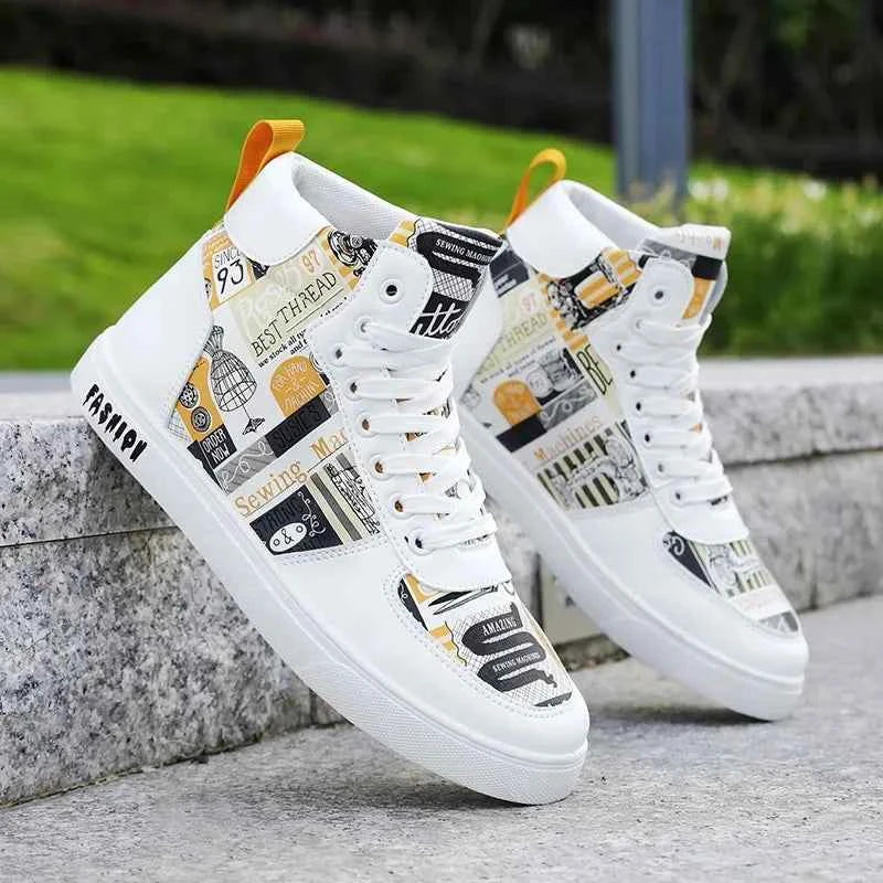 Men's High-Top Hemp Sneakers - Breathable Casual Shoes