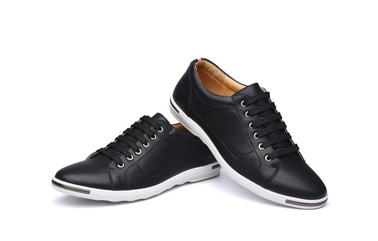 Men's Casual Leather Sneakers - Breathable Walking Shoes