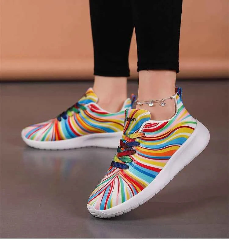 KUIDFAR Women's Colorful Sneakers Breathable Mesh Sports Shoes