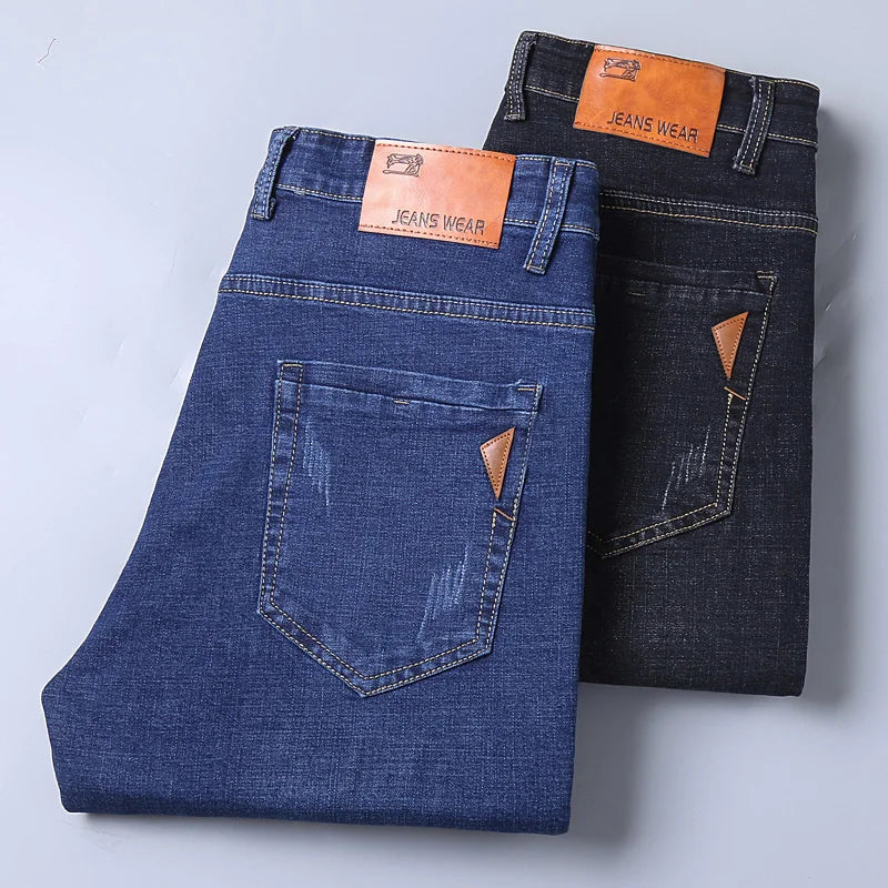 Men's Stretch Straight Jeans - Slim Fit Business Denim - SlayGood