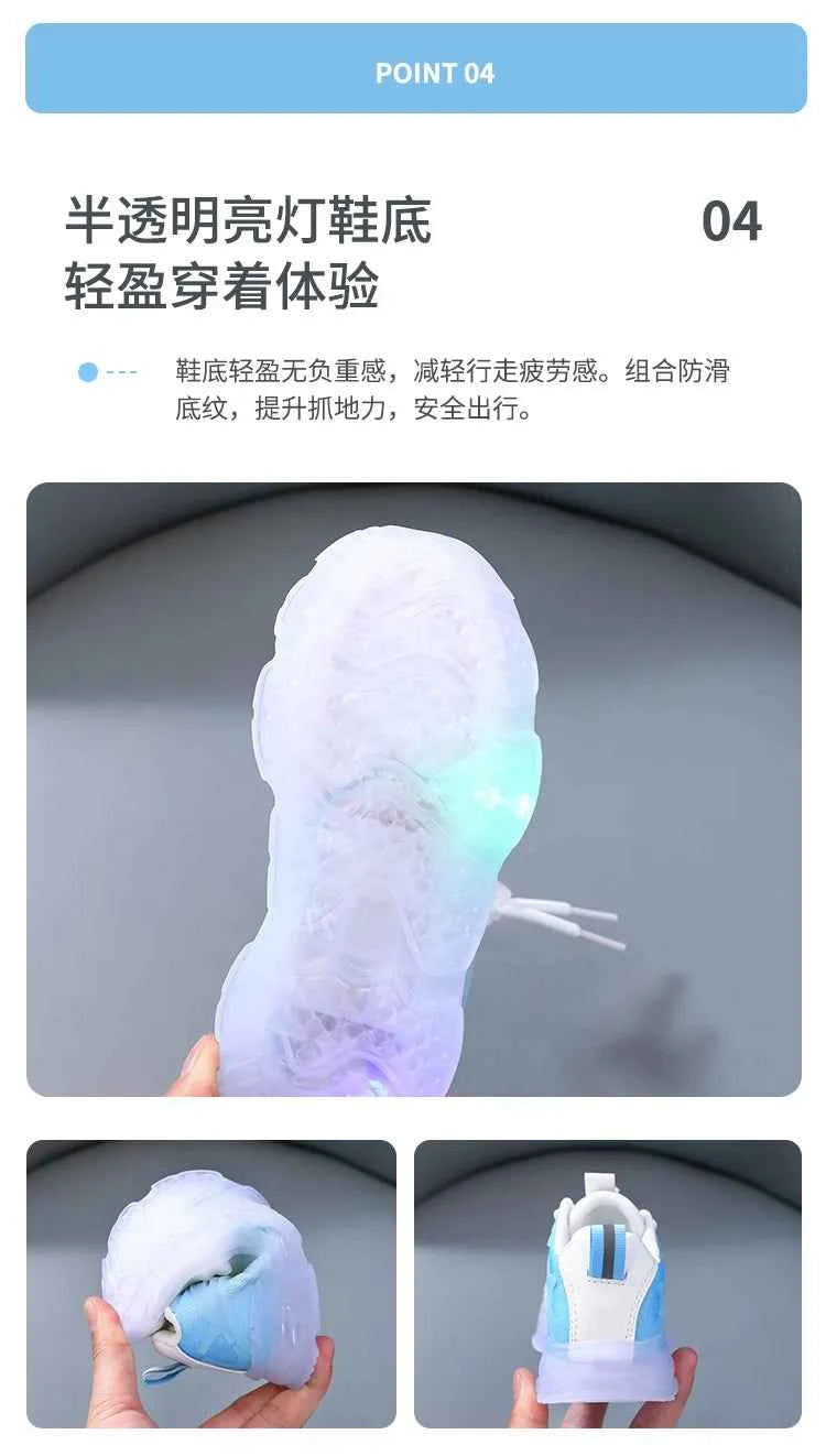 Kids Light Up Sneakers - Breathable Anti-Slip Sports Shoes