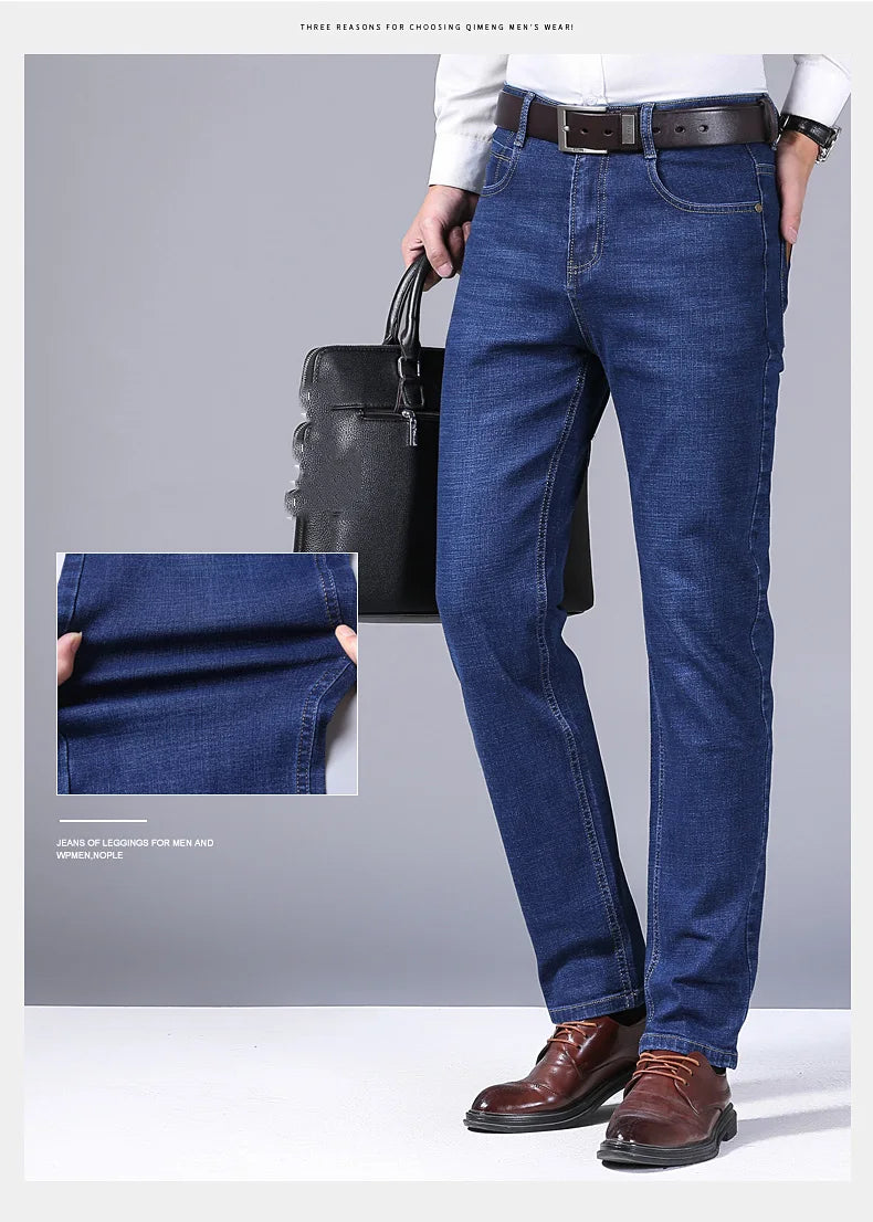 Men's Stretch Straight Jeans - Slim Fit Business Denim - SlayGood