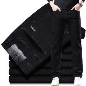 Men's Slim Fit Dress Jeans - Smart Casual Black Denim - SlayGood