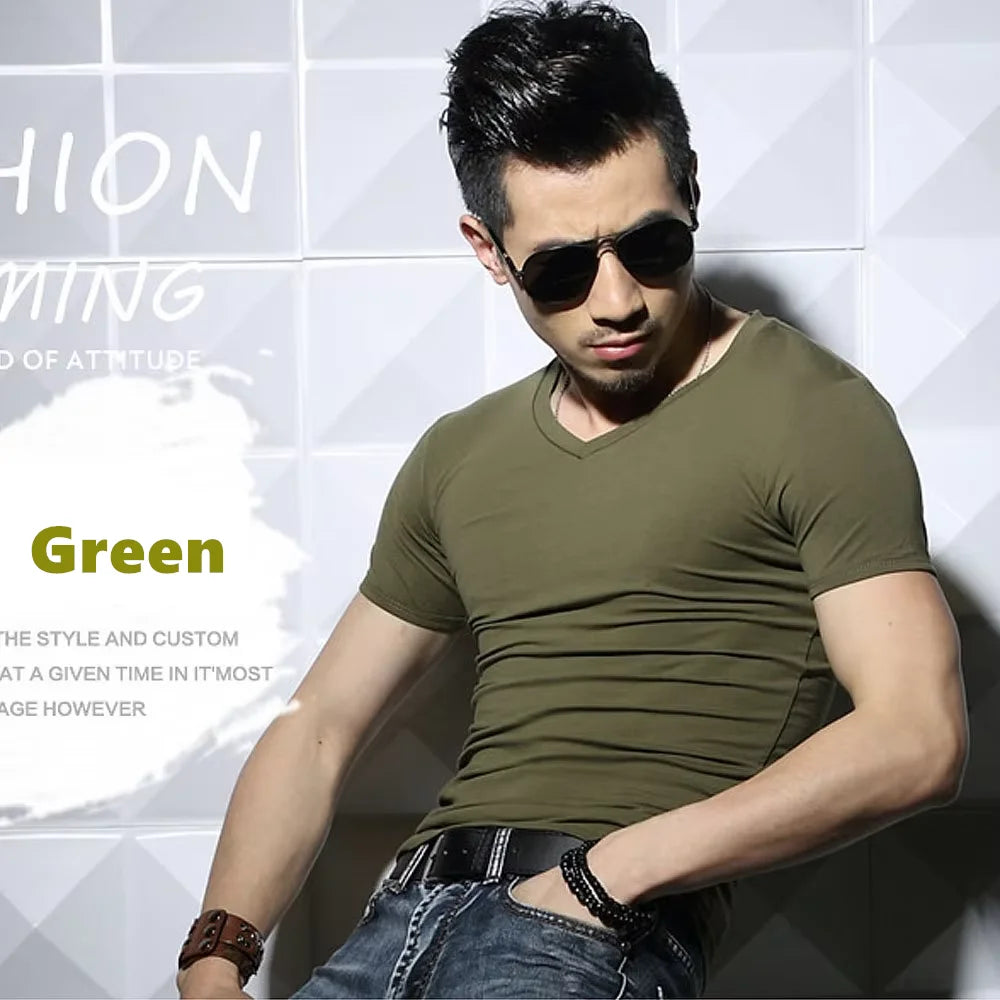 Men's Slim Fit Casual T-Shirt - Solid Color O-Neck Tee - SlayGood