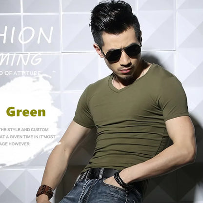 Men's Slim Fit Casual T-Shirt - Solid Color O-Neck Tee - SlayGood