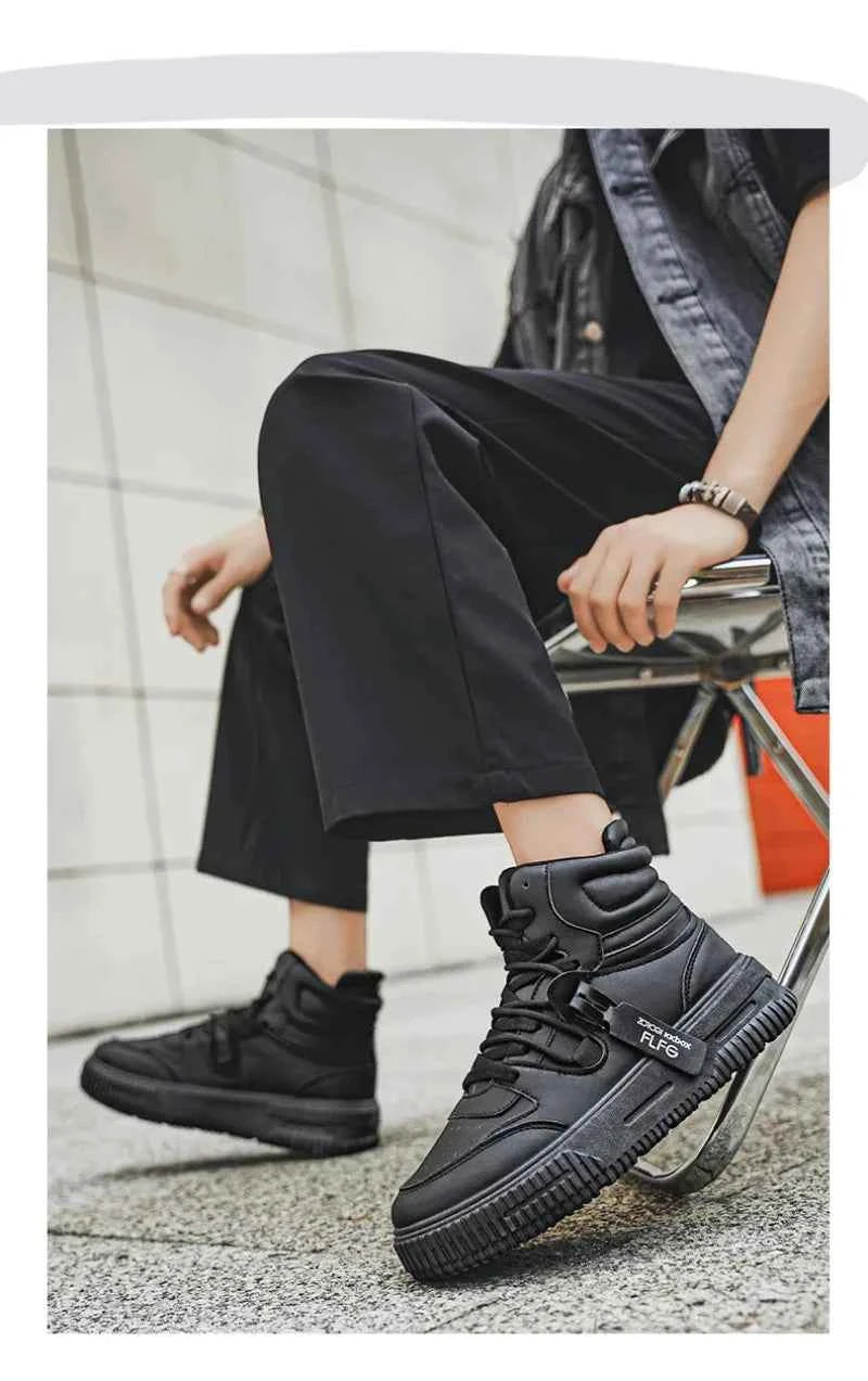 PDMCMS Men's High-Top Sneakers Waterproof Skateboard Casual Shoes